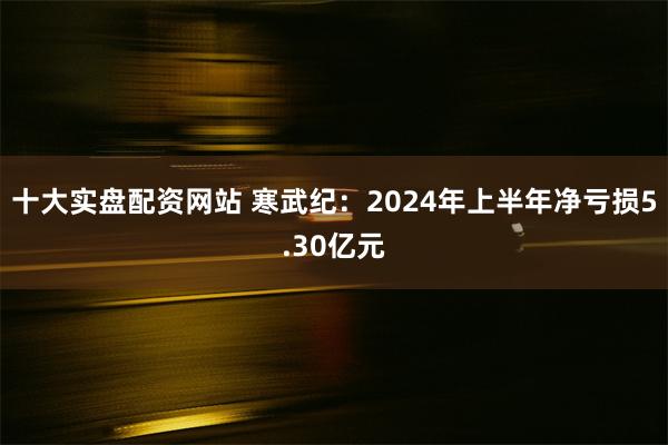 十大实盘配资网站 寒武纪：2024年上半年净亏损5.30亿元