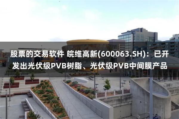 股票的交易软件 皖维高新(600063.SH)：已开发出光伏级PVB树脂、光伏级PVB中间膜产品