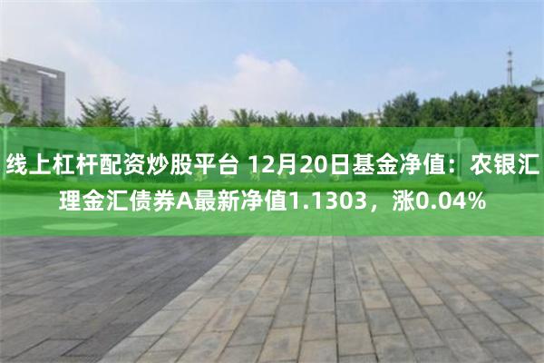 线上杠杆配资炒股平台 12月20日基金净值：农银汇理金汇债券A最新净值1.1303，涨0.04%