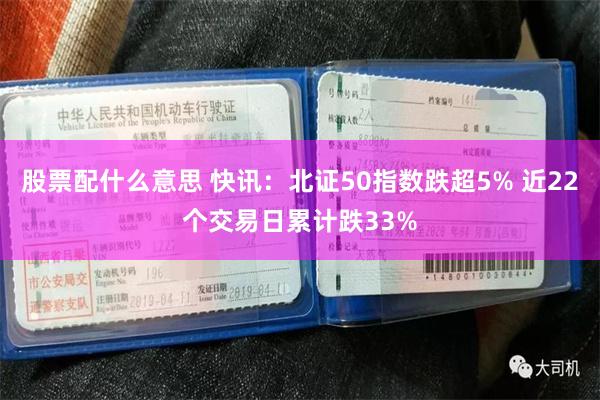 股票配什么意思 快讯：北证50指数跌超5% 近22个交易日累计跌33%